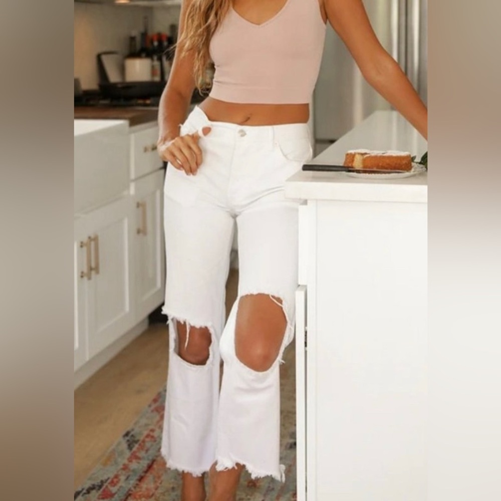 Free people white ripped jeans